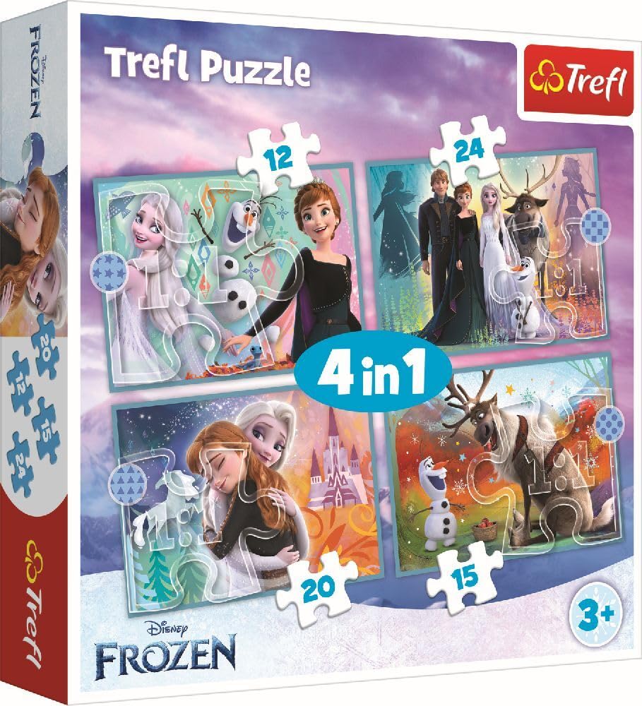 Trefl 34381 4-in-1 Disney Frozen 2 Puzzle Print for Children from 3 Years Puzzle, The Incredible World Disney Frozen 2