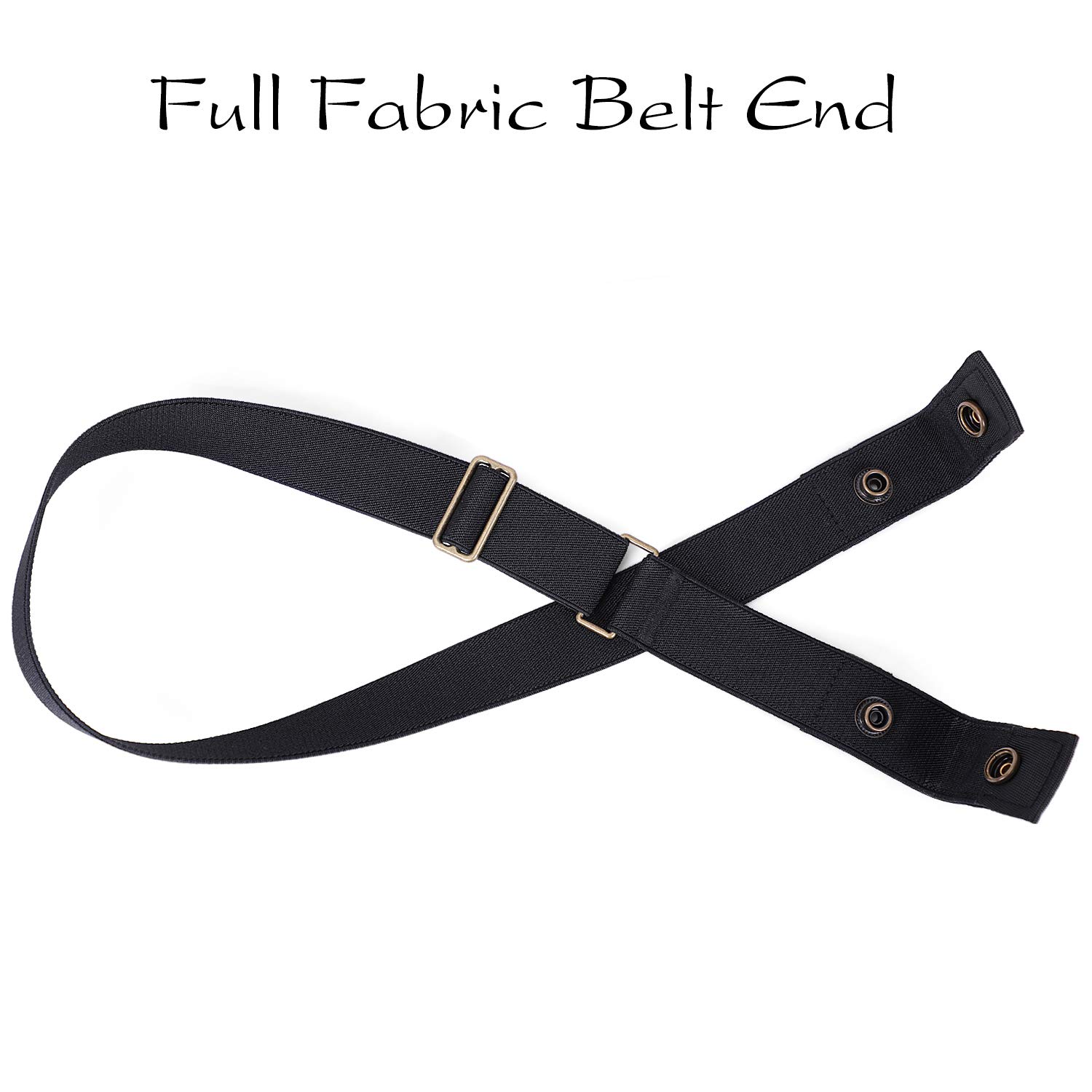 WERFORU Buckle-Free Women No Buckle Invisible Fabric Stretch Belt For Jeans, Black, Large(Pants Size 34-48 Inches)