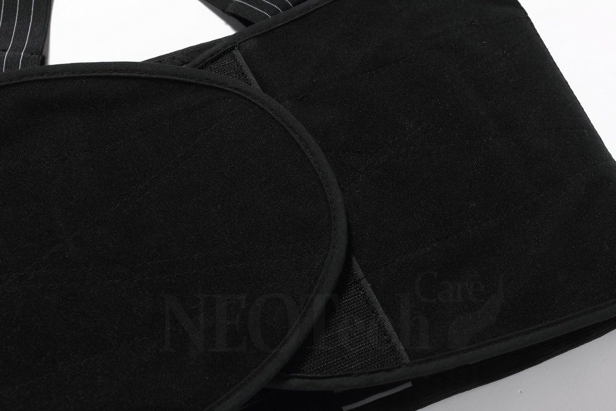NeoTech Care Adjustable Back Brace Lumbar Support Belt with Suspenders, Black, Size L: Health & Personal Care