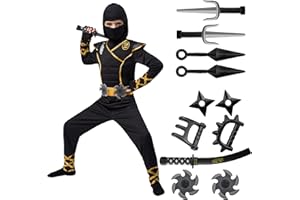 Spooktacular Creations Halloween Ninja Costume, Ninja Outfit Set for Kids, Halloween Costumes for Boys Dress Up Party