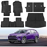 TSLDRV Floor Mats for Toyota RAV4 2025 2024-2019 (Include Hybrid) Full Set All Weather Floor Mats for Toyota RAV4 Accessories 2025 2024-2019 TPE Back Seat Cover Protector Trunk Frunk Mat