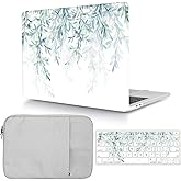 Case Compatible with MacBook Pro 15 inch 2019 2018 2017 2016 Release A1990 A1707, Plastic Protective Hard Cover & Keyboard Cover & Sleeve for MacBook Pro 15,4 with Touch Bar - Leaves