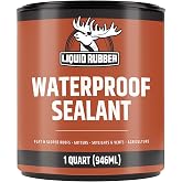 Liquid Rubber Waterproof Sealant - Roof &amp; Gutter Coating, Black, 1 Quart | DIY Leak Repair Coating, Flexible Elastomeric Waterproofing Membrane for Flat &amp; Low-Slope Roofs, Gutters, Concrete, Plywood