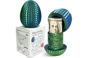 MARSABALL Mystery Egg Maze Box Gift, Money Puzzle Box for Cash, 3D Printed, Maze Game with Hidden Compartment, Treasures, Reusable Gift for Adults & Kids, Birthday, Christmas, Halloween, Easter (Bluegreen)
