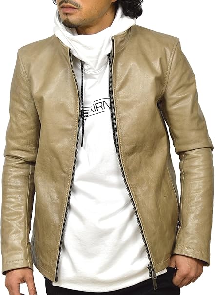 Amazon ハルフ Haruf 革ジャン レザージャケット ライダースジャケット メンズ 本革 ベージュ Tqp16be コート ジャケット 通販