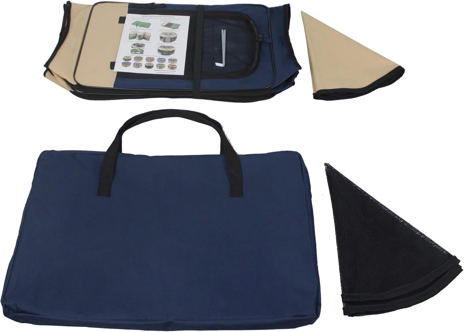 EliteField 2-Door Soft Pet Playpen, Exercise Pen, Multiple Sizes and Colors Available for Dogs, Cats and Other Pets (62" x 62" x 24"H, Beige+Navy Blue) : Pet Supplies