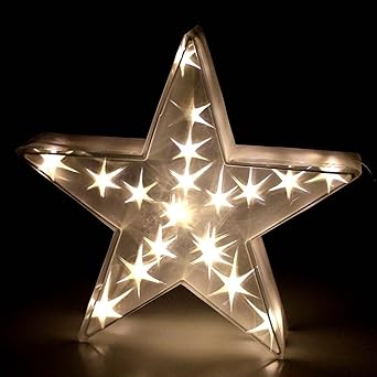 LED Hologramm Stern mit 20 LEDs 45x45cm warmweiß Weihnachtsdekoration 3D-Stern Weihnachtsbeleuchtung