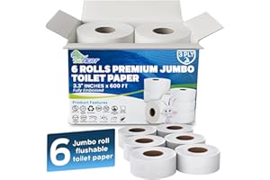 SONEAT Commercial toilet paper - Jumbo toilet paper rolls -3,600 FT Industrial 3-Ply 9” Bulk Large Roll for Standard Jumbo Dispenser -100% Recycled Fibers-Soft and Absorbent Bathroom Tissue -6 Roll Case Pack