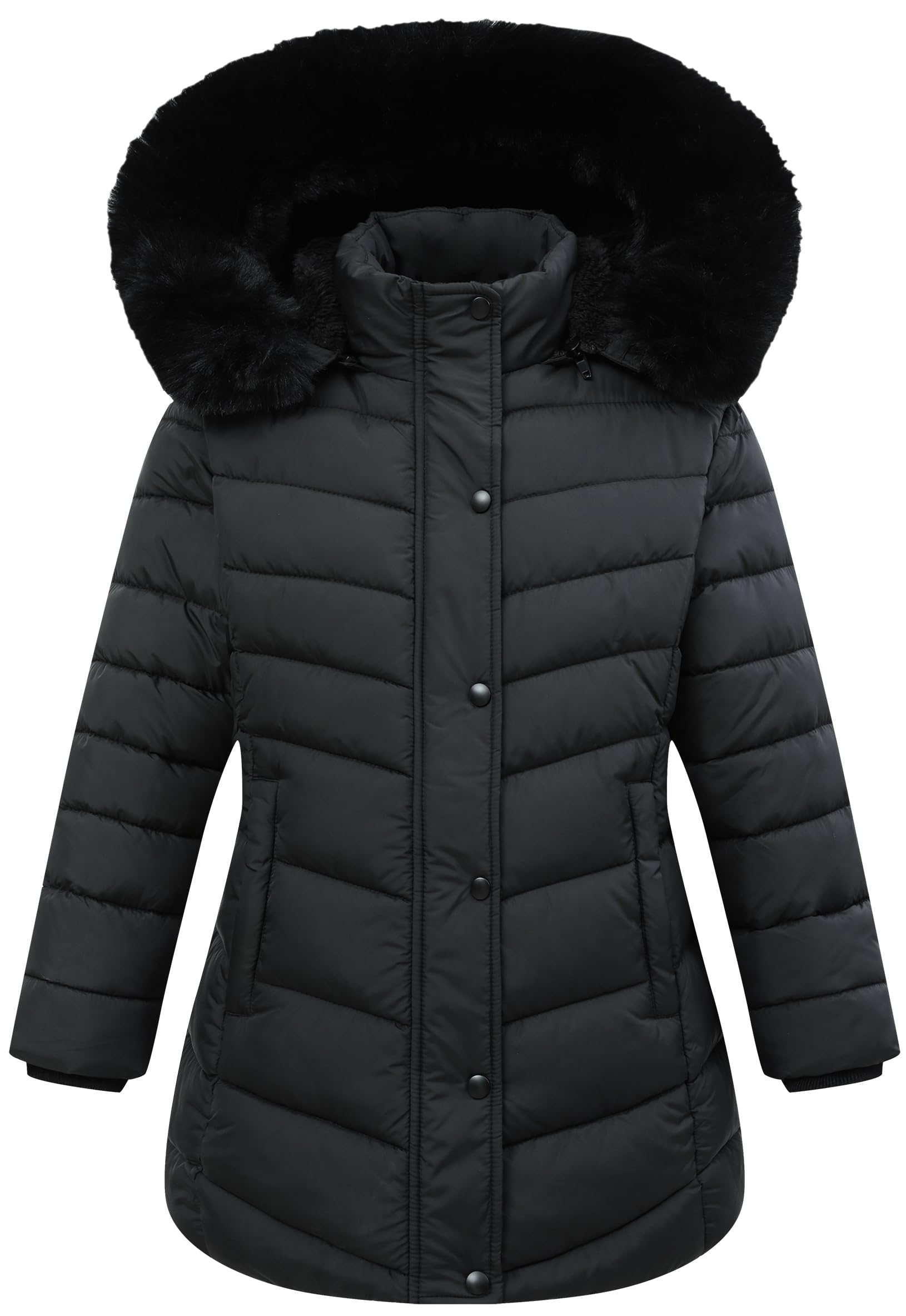 Photo 1 of MAJSEBI Girls Long Puffer Jacket with Faux Fur Hood,Winter Warm Down Coat for Kids Outerwear