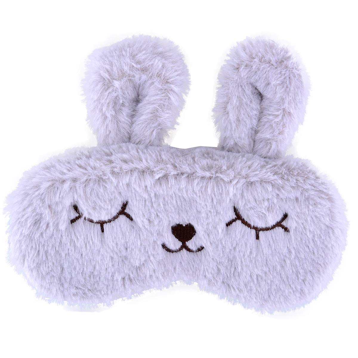 Ulife Mall Funny Easter Bunny Sleep Eye Mask Fluffy Plush Blindfold for Sleeping Travel Eye Mask with Adjustable Elastic Band Sleeping Masks Eye Cover for Children Girls Boys Women Grey
