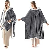 ACCU-WARMTH Wearable Heated Blanket - Warm Up Electric Blanket Hoodie with 6 Heat Levels, Snuggies for women, gifts for her, 50"x70", London Grey