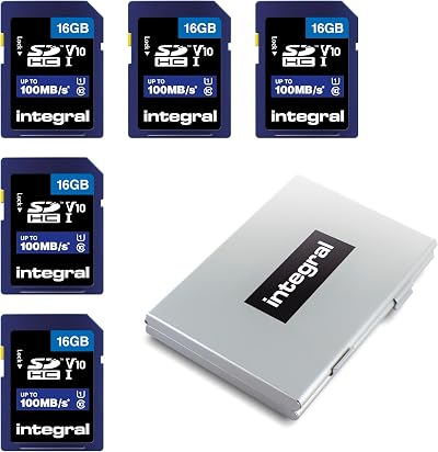 Integral 16GB SDHC 5 Pack in 6-slot Metal Case High Speed up to 100MB/s V10 U1