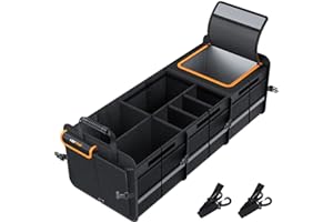 HEYTRIP Large Trunk Organizer With Built-in Leakproof Cooler Bag, 2 Tie-Down Straps, 4 Removable Dividers, Foldable Cover, Built with 2mm PE Board