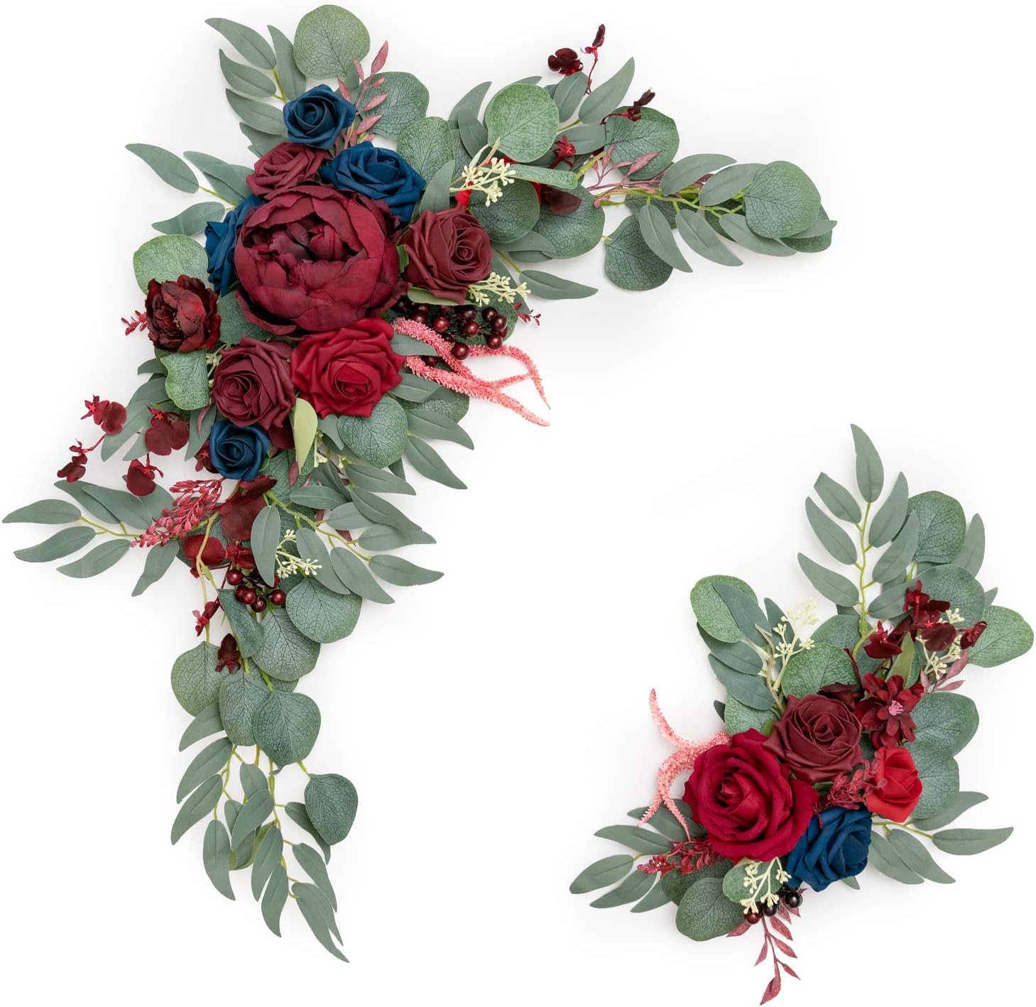 Ling's moment Artificial Flower Swag for Burgundy and Navy