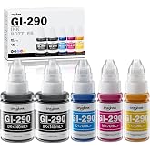 Spaceink GI-290 G3200 G4210 Ink Refill Bottles for Canon PIXMA G4200 G2200 G1200 MegaTank Printers (2 Black, 1 Cyan, 1 Magenta, 1 Yellow)