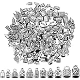 PH PandaHall 159PCS Cord Ends Caps 11 Style Antique Silver Metal Bead Loop Clasp Tube Barrel Glue-in End Tip Tassel Clasp Terminator for Kumihimo DIY Jewelry Making Leather Bracelets Necklace Earring