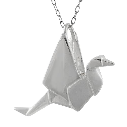 Sterling Silver Origami Crane Charm Pendant Necklace 18 Inch