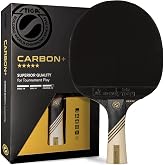 STIGA Carbon+ Bundle Ping Pong Paddle &amp; Paddle Set | 7-Ply Extra-Light Carbon Fiber Blade, 2mm Sponge, 3-Star Tournament Balls, Neoprene Racket Cover and Wristband