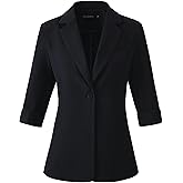 Beninos Womens 3/4 Sleeve Blazers Business Casual Solid Lightweight Suit Jacket Office Blazer