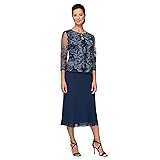 Alex Evenings Women's Tea Length Mock Jacket Dress