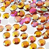 John Bead 400 Pieces 12mm (SS50), Orange AB, Acrylic Round Flat Back Rhinestones for Jewelry Making, DIY Crafts, Nail Art, Face Makeup, Clothes