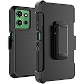 Takfox Moto G Power 5G 2025 Case, for Motorola G Power 2025 5G Belt Clip Holster Phone Case [Built-in Screen Protector] Kickstand Protective Rugged Heavy Duty Shockproof Dustproof Cover-Black/Black