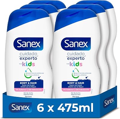 Cuidado Experto Kids Gel de Ducha, Pack 6 Uds x 475ml, Gel Para Niños, Hipoalergénico, 12H de Hidratación, Dermatológicamente Testado, Aprobado por Pediatras