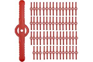 Huakaile 60 Pcs String Trimmer Head Blades Replace, Weed Eater Wacker Blades Plastic Replacement, Universal Weed Warrior Trimmer Head, Cutter Accessories for Grass Trimmer Lawn Mowers (Red)