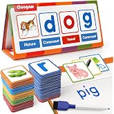 Coogam CVC Word Builder, Magnetic Sight Word Games with Flashcards, Matching Letter Reading and Spelling Game, Montessori Alphabet Educational Toy Gift for Preschool 3 4 5 Year Old Kids