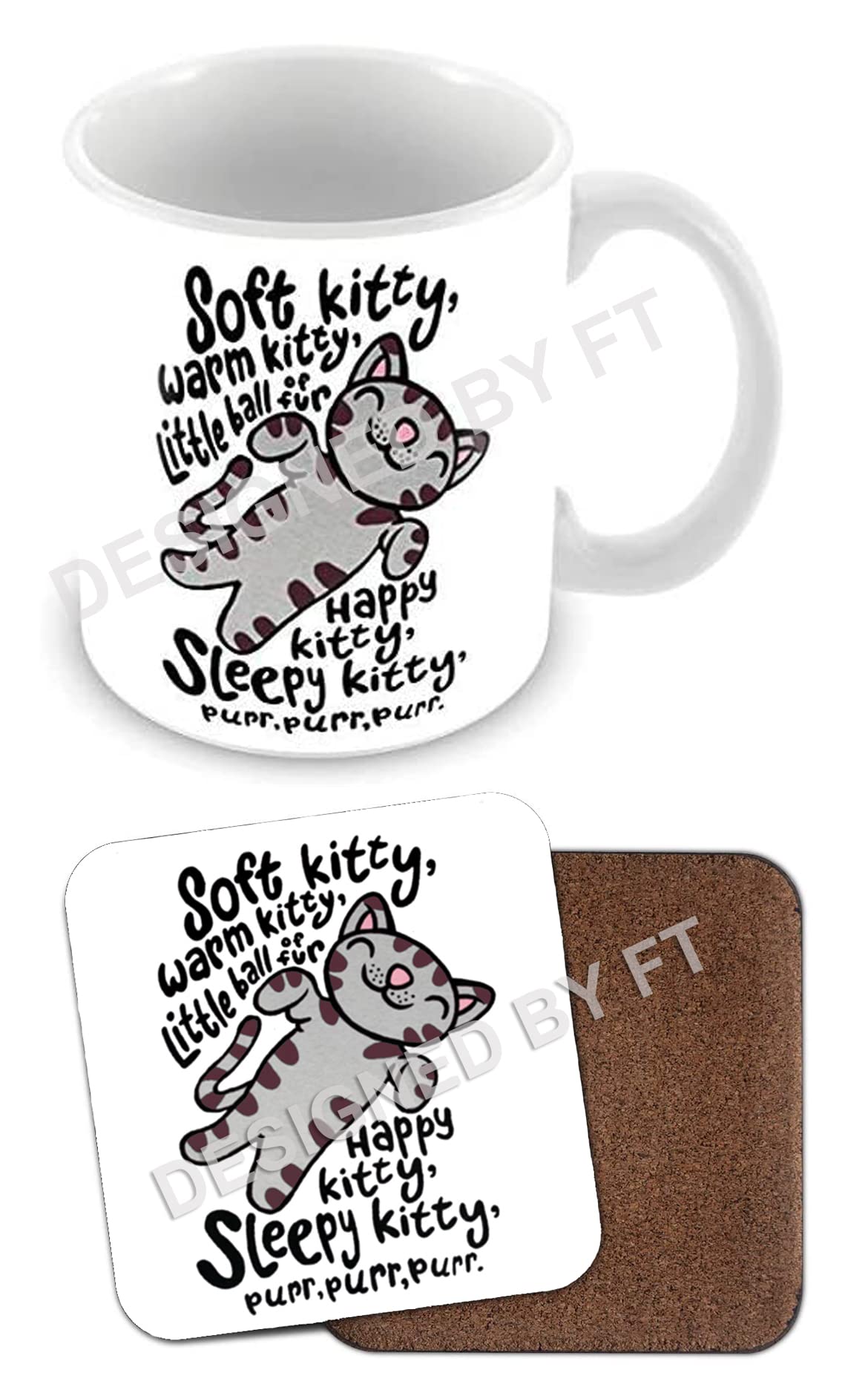 FlyingTurtles Inspired by The Big Bang Theory Soft Kitty Mug and Coaster Set by FT.
