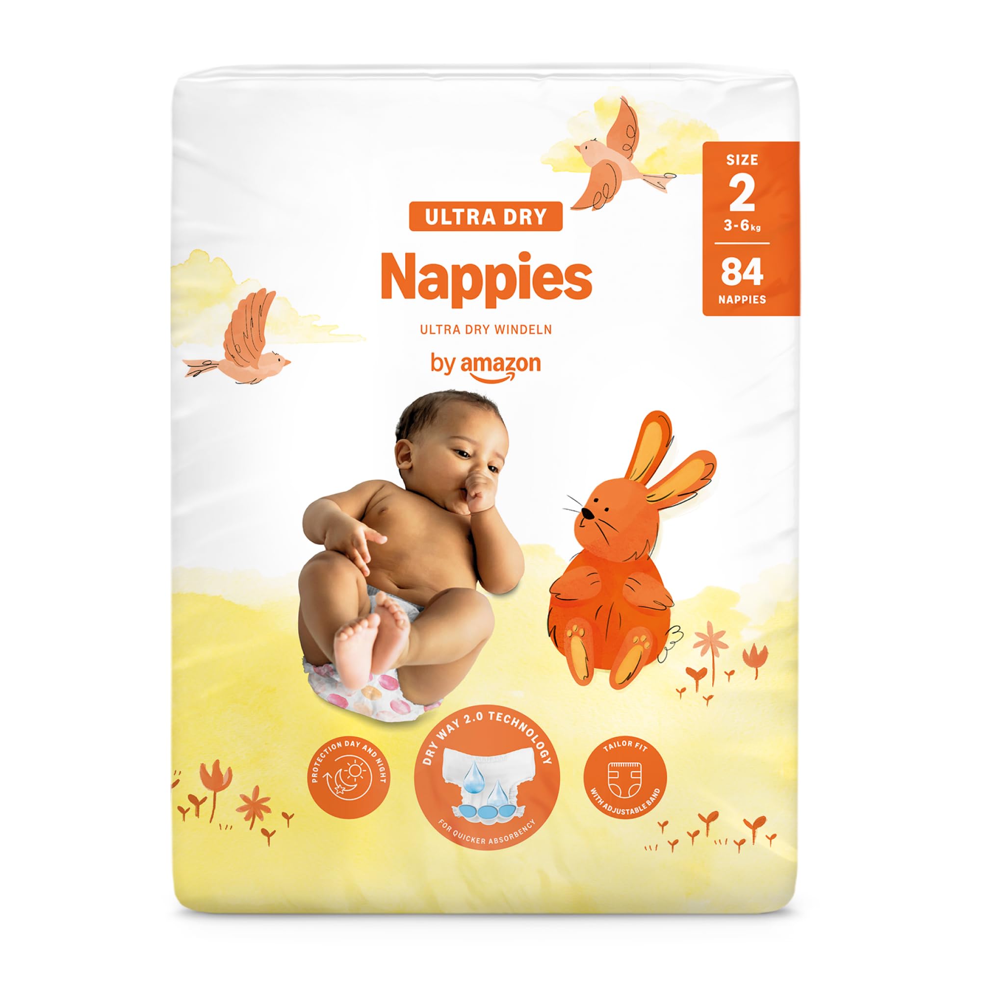By Amazon - 84 Ultra Dry Nappies - Size 2 (3-6 kg) (Previously a Mama Bear brand, same product)