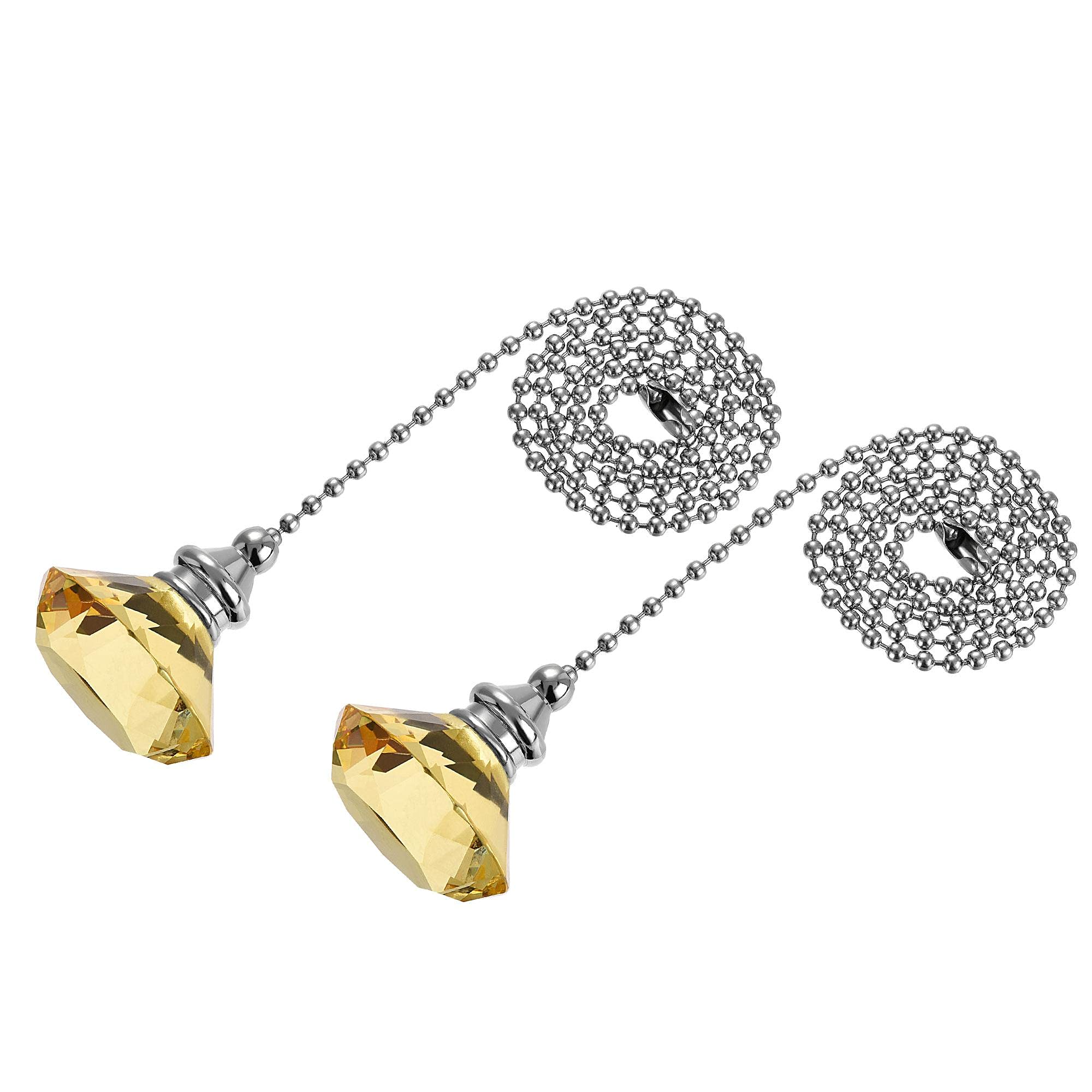 sourcing map 20 Inch Ceiling Fan Pull Chain, Decorative Crystal Fan Pull Chain Ornament Extension, 3mm Diameter Beaded Diamond Pendant, Golden Tone 2Pcs