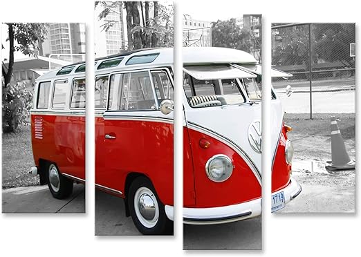 Amazon De Bild Bilder Auf Leinwand Bulli Bus T1 Vintage Wandbild Poster Leinwandbild