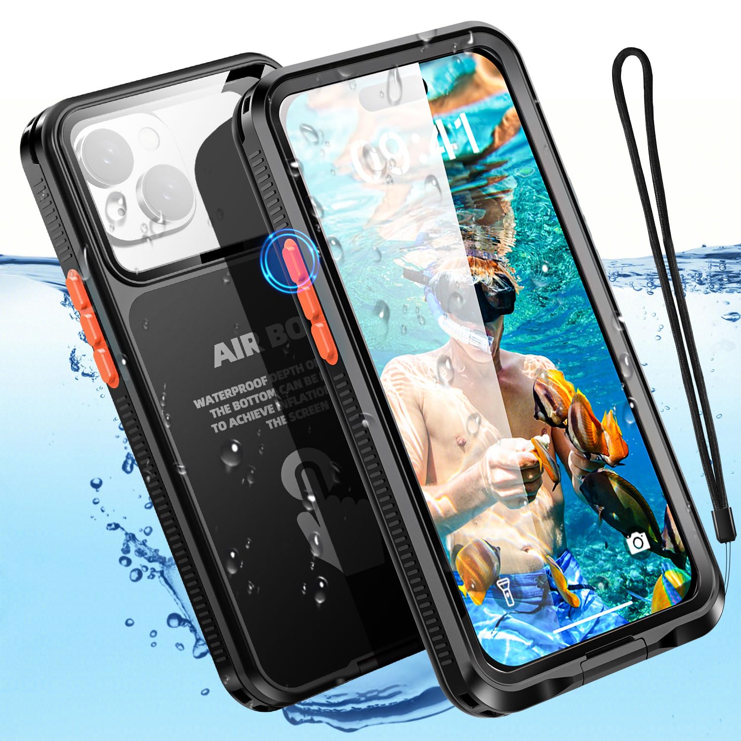 AICase Button-Fit Waterproof Phone Pouch Case for iPhone 6.1" [15 Pro/15/14 Pro/14/13 Pro/13/12 Pro/12], Underwater Touchscreen Water Proof Case for Beach/Swimming/Water Park/Snorkeling