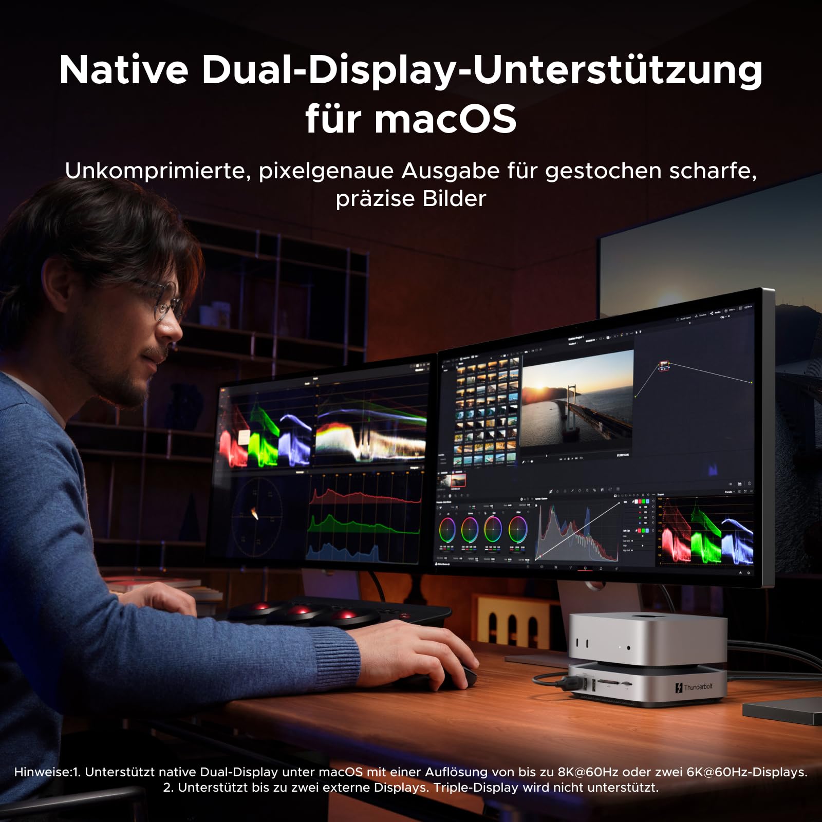 UGREEN Maxidok Thunderbolt 5 Mac mini Dock, Revodok 10-in-1 TBT5 Docking Station, 120Gbps Datentransfer, 8TB M.2 NVMe SSD, Single 8K/ Dual 6K@60Hz, SD/TF 4.0, Kühlsystem für Mac mini M4/M4 Pro 6