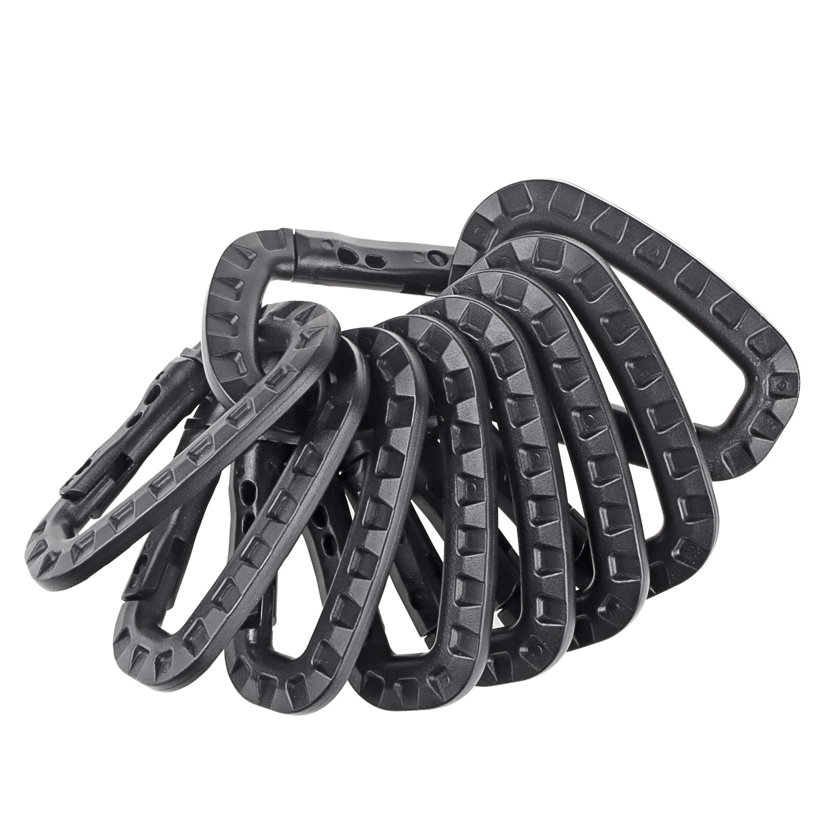 Photo 1 of 12 Pack Tactical Carabiners Keychain D Rings Spring Snap Gear Clip Utility Hooks Backpack Hanging Buckle Travelling for Camping