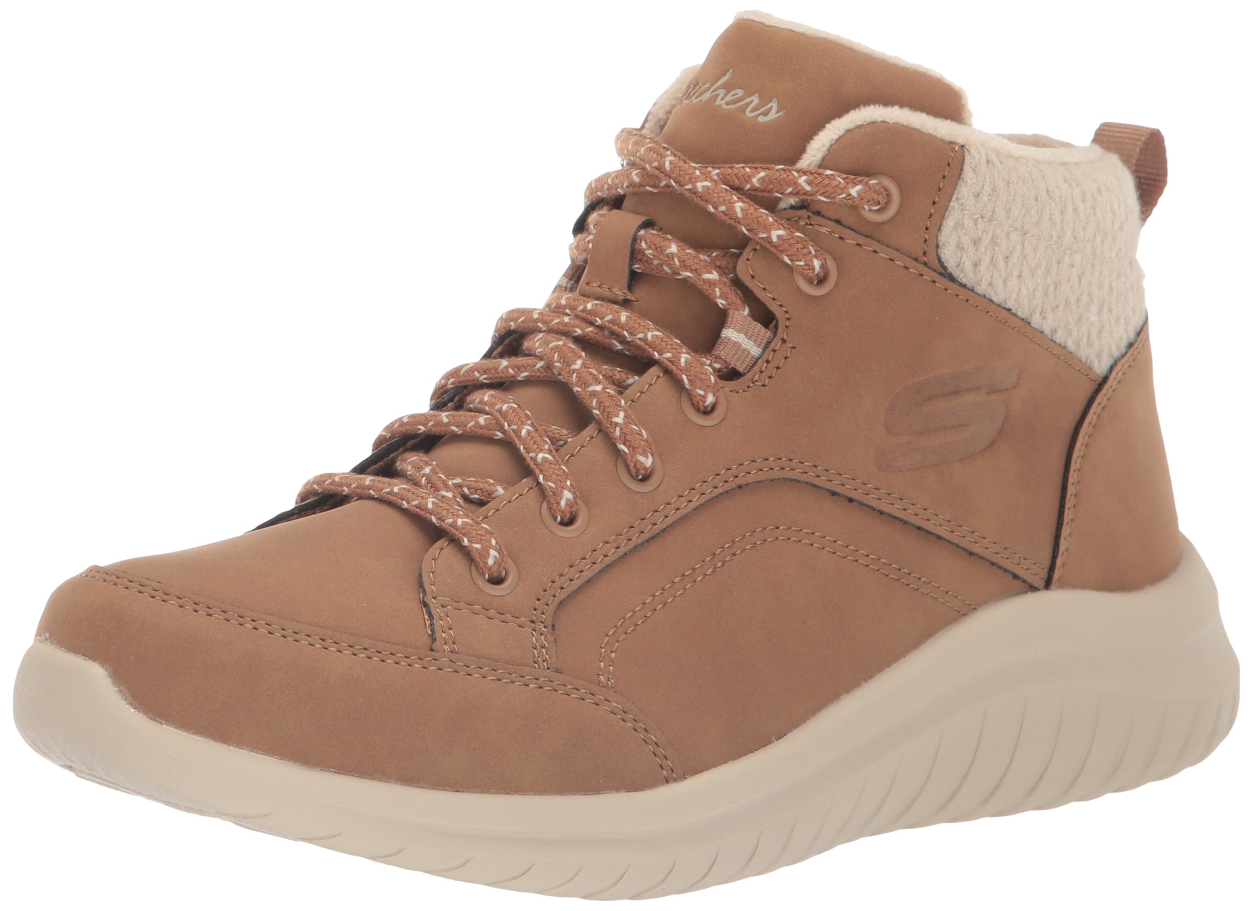 Skechers Women’s Ultra Flex 2.0-Casual Mix Fashion Boot, Chestnut, 7