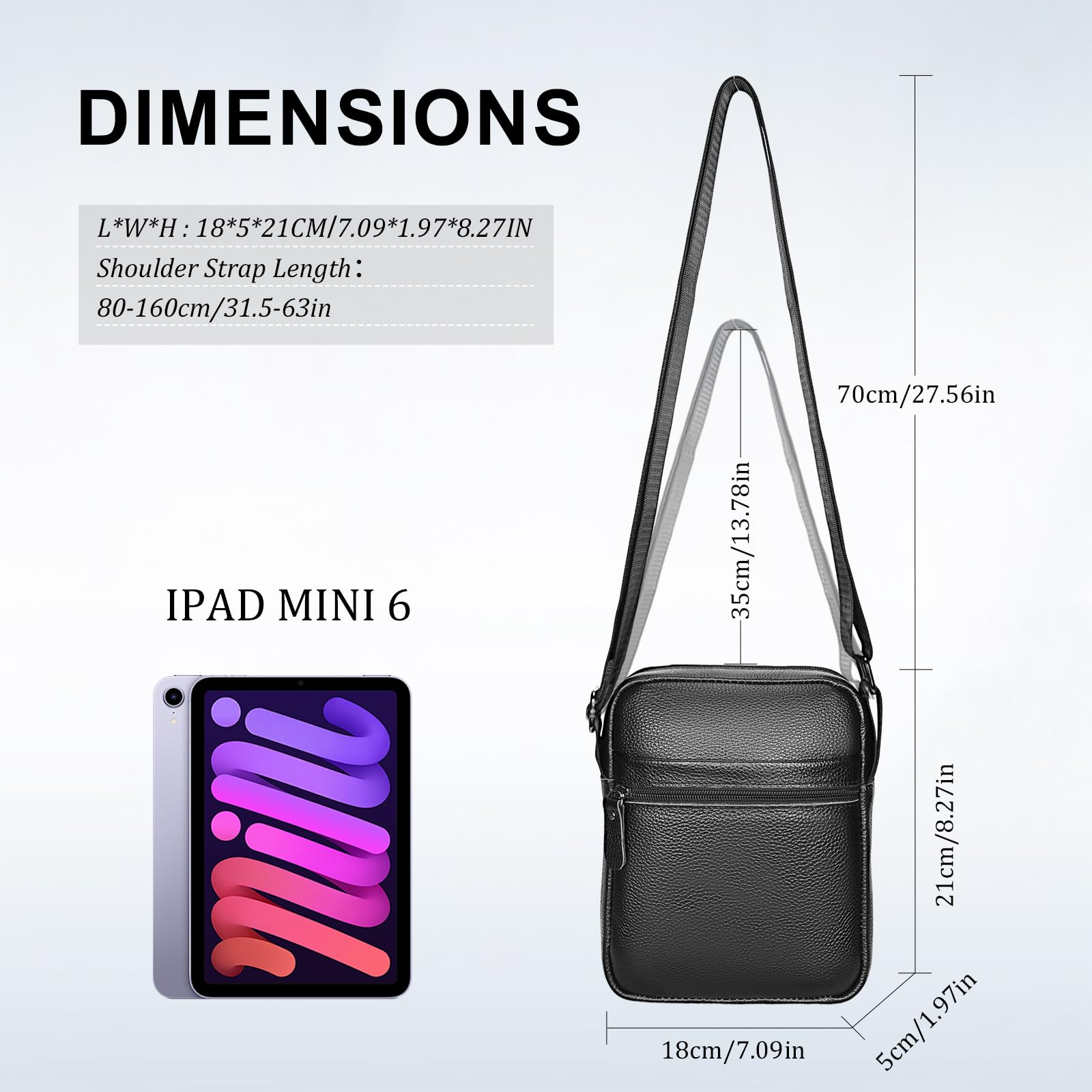 Leathario Men's Crossbody Shoulder Bag, Genuine Leather Small Messenger Satchel for Work Business Travel, Black Side Purse