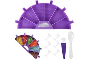 DIOSAMER Purple Diamond Painting Accessories Tray Organizer Kits,6 Grid Plastic Diamond Art Painting Bead Sorting Trays with Spoon Paint Brush，Nail Art Beading Plates Cross Stitch Tools