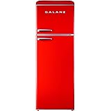 Galanz GLR12TRDEFR Refrigerator, Dual Door Fridge, Adjustable Electrical Thermostat Control with Top Mount Freezer Compartmen