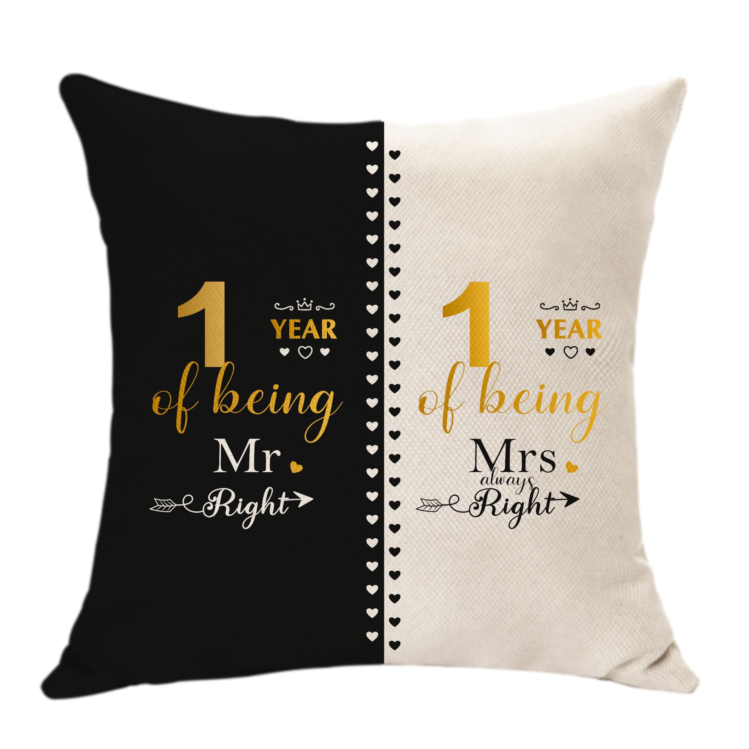 Hasodeo 1 Year Anniversary Throw Pillow Cover Gifts for Her 1 Year Of Marriage Newlyweds Couples Wedding for Husband Wife Valentines Anniversary 1st Keepsake Paper Gifts (1st)