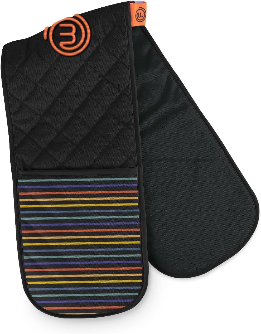 MasterChef Oven Gloves Heat Resistant Cotton Double Oven Gloves Rainbow Design