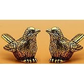 ALHBEJT 2pcs Brass Golden Bird Figurines Small Birds Statues Vintage Brass Bird Statue Retro Sparrow Figurine Home Decor Ornaments for Living Room, Bedroom, Office Desktop, Cabinets