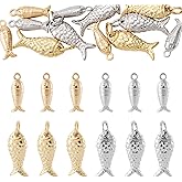 Cheriswelry 12Pcs Ocean Sea Animal Charms Cute Fish Dangle Pendants Metal Plated Fish Charms 14.5-17.5mm for DIY Summer Jewelry Making Necklace Bracelet Earring