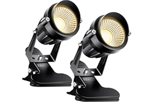 FZWLE LED Spot Lights Indoor Clamp Light,7W Up Lights Indoor Spotlight Lamp for Plants 120V Warm White Uplights,Trade Show,Workshop Lighting(2 Pack)