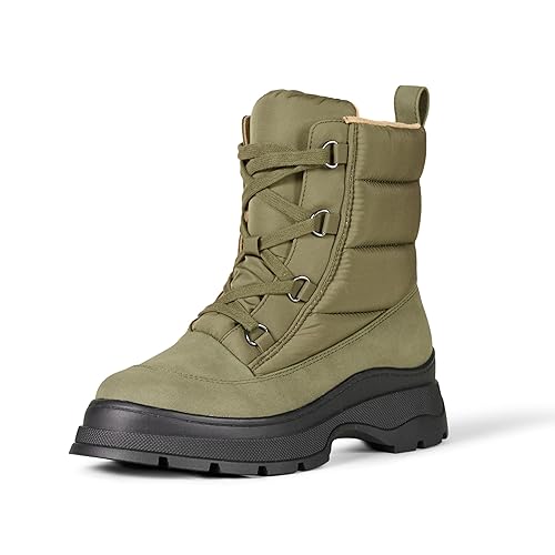 Amazon Essentials Women's LACE UP Puffer Boot, Olive, 7.5