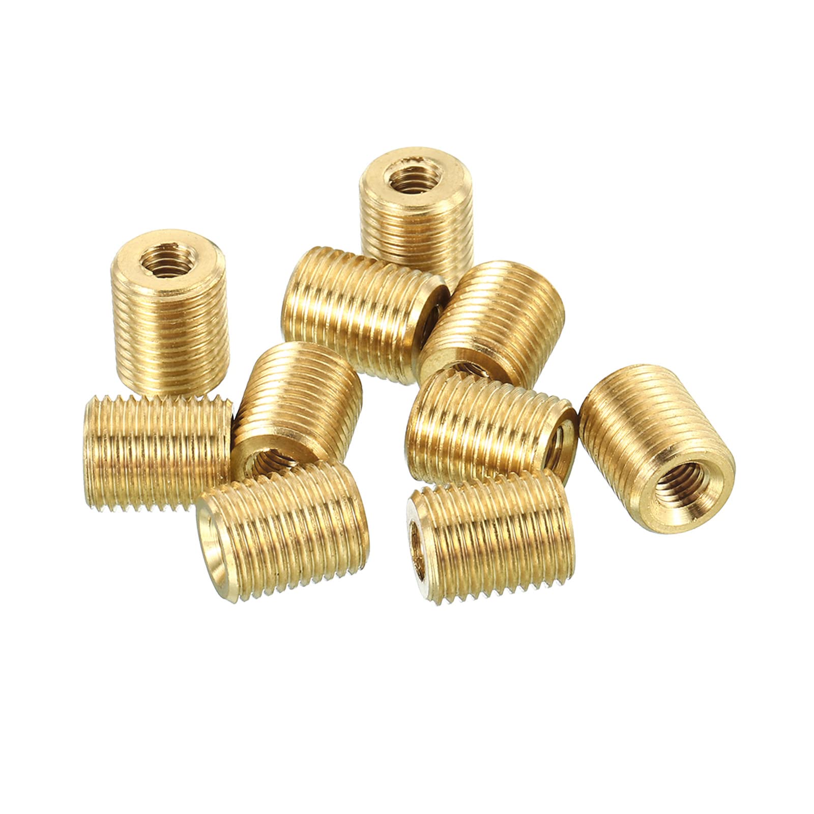 PATIKIL M10 to M5 Fine Thread Adapter Reducer Thread Reducing Nuts Insert, 10 Pack 12mm Threaded Hollow Tube Adapter Brass Coupler Connector Pipe Fitting