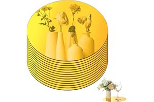 RZJSLSHANHAI 14Pc 12" Large Acrylic Circle Mirrors - Gold - Set of Acrylic Mirror Sheets with Self-Adhesive Stickers (Thickness 1mm)