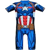 Marvel Boys Avengers Swimsuit Captain America Costume Rash Guard