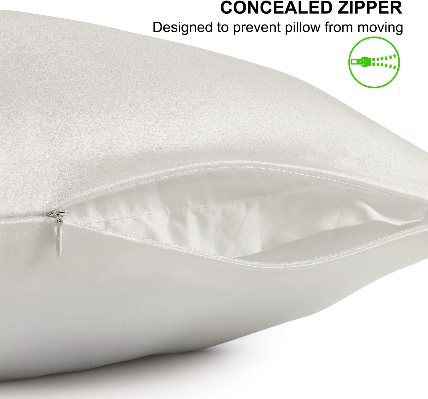 ALASKA BEAR Natural Silk Pillowcase, Hypoallergenic, 19 Momme, 600 Thread Count 100 Percent Mulberry Silk, Queen Size with Hidden Zipper (1, Ivory White): Home & Kitchen